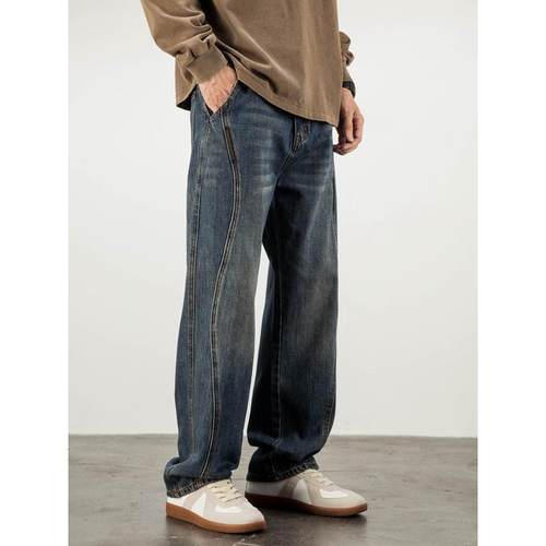 it Afternnaths潮牌~直筒牛仔裤男宽松休闲潮流新款水洗阔腿垂感