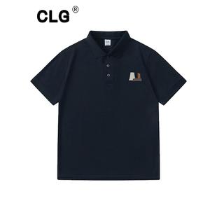 短袖 男夏季 香港潮牌美式 Polo衫 简约 宽松翻领T恤新款 商务休闲半袖