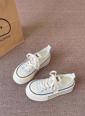 英国Next road2025新款薄透气厚底帆布鞋女夏休闲板鞋百搭小白鞋