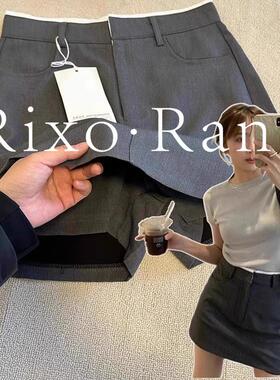 法国Rixo Rane⭐法式灰色西装半身裙女高腰遮胯显瘦a字裤裙短裙子