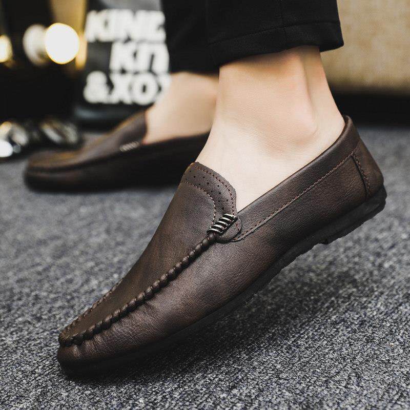 男鞋2025新款透气一脚蹬豆豆鞋防滑开 车休闲 鞋韩版百搭潮流皮鞋