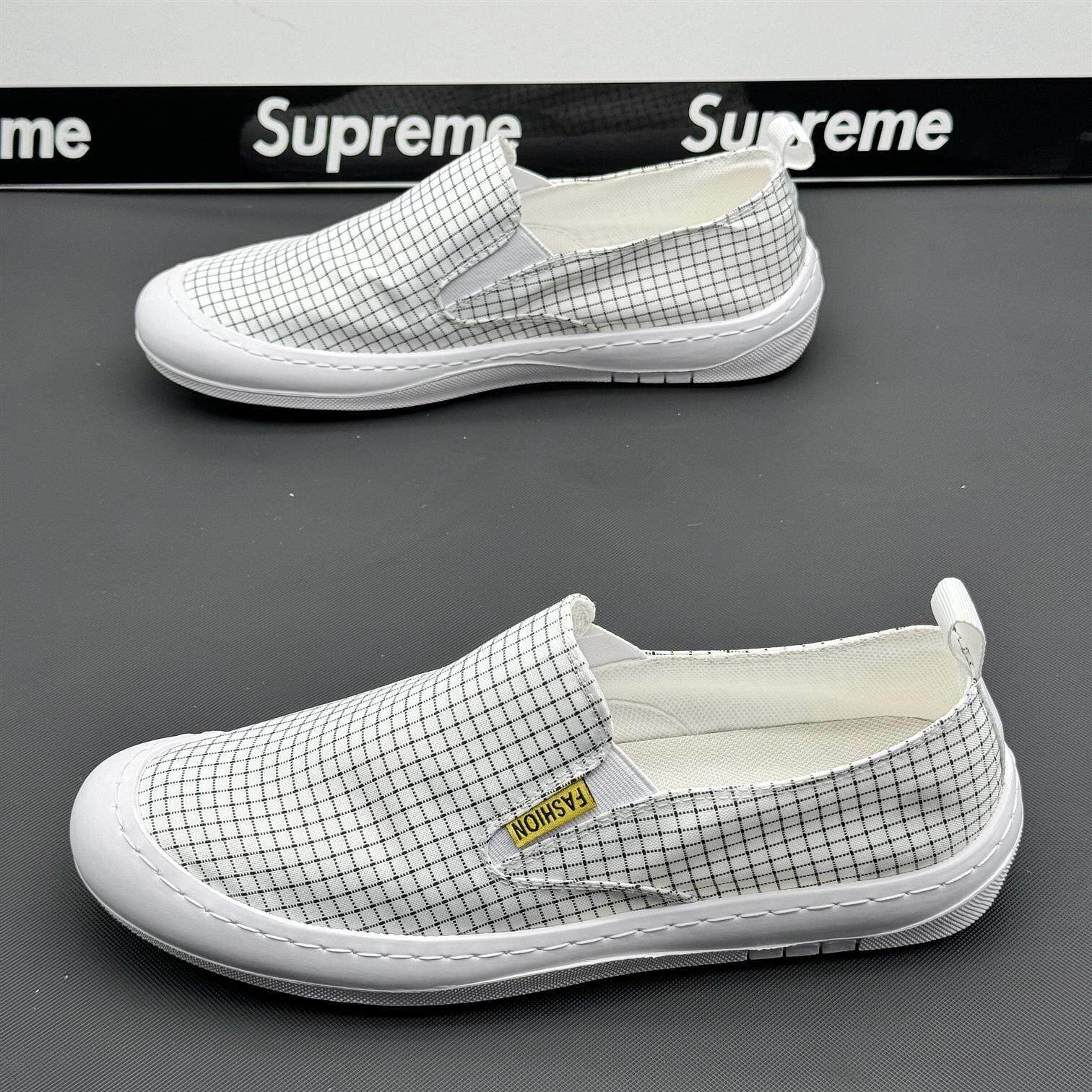 男鞋夏季2025新款透气冰丝布面软底小白鞋男士懒人一脚蹬休闲 板