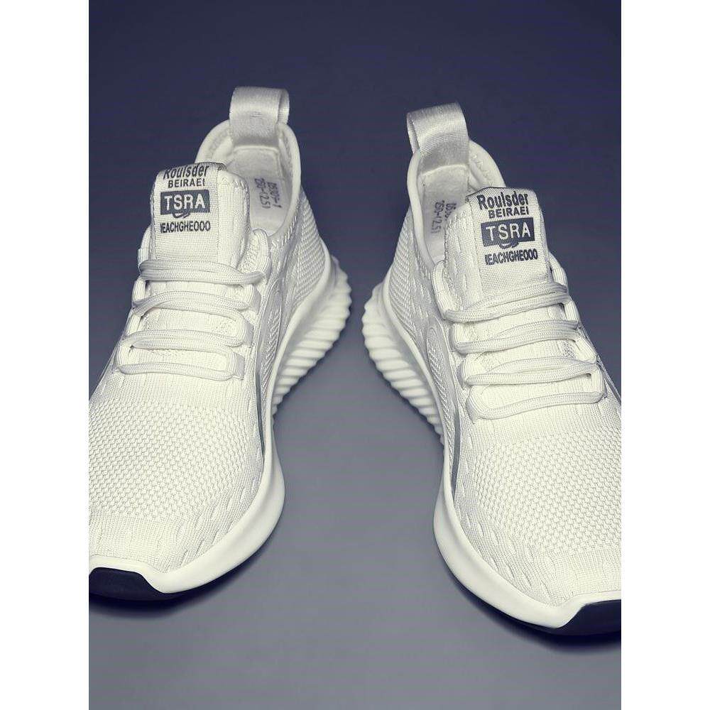 高底男鞋2025新款休闲透气旅游鞋软底飞编织鞋白色运动鞋男士网眼