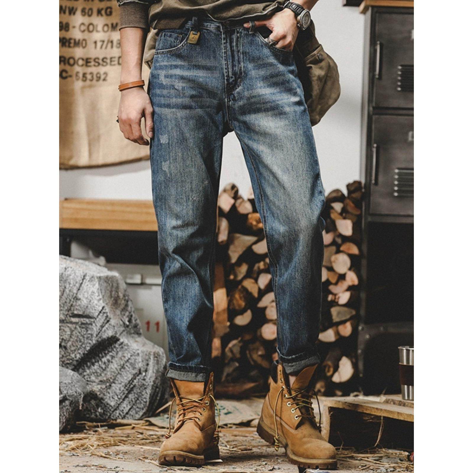 it Afternnaths潮牌高级牛仔裤男新款宽松休闲直筒百搭美式潮流