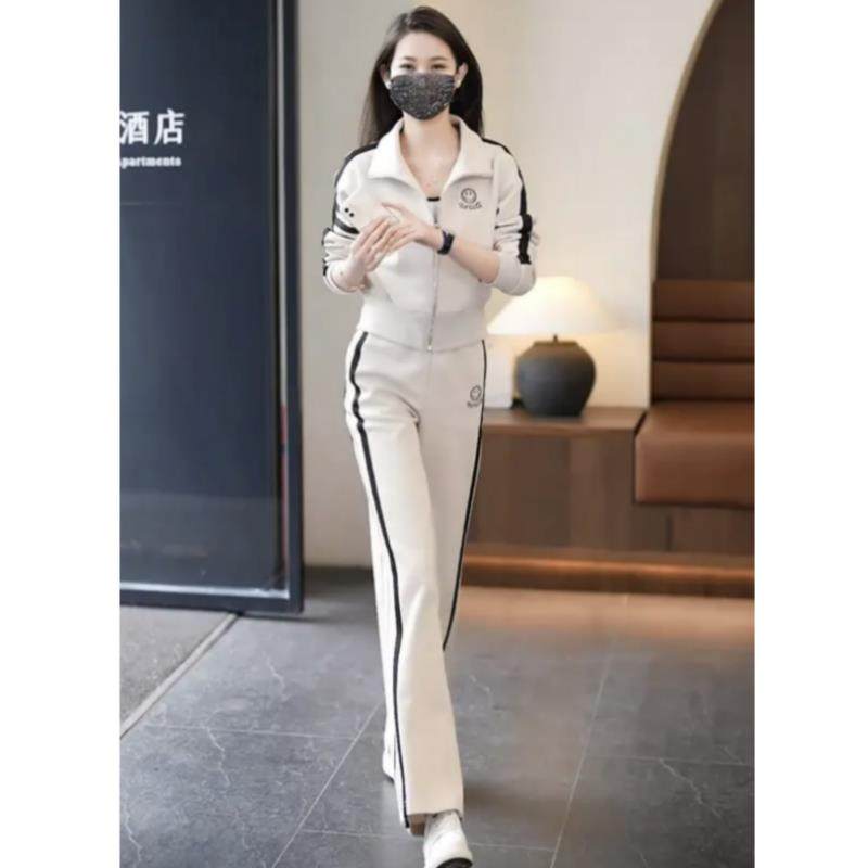 休闲运动服套装2025春季女新款韩版时尚洋气减龄外套阔腿裤两件套