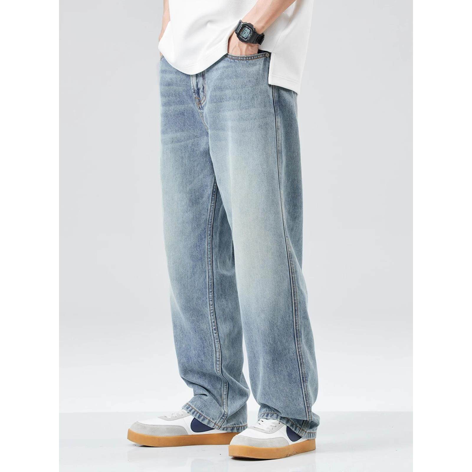 它下午新潮品牌浅色牛仔裤男士新通用直宽松高端夏季轻风格