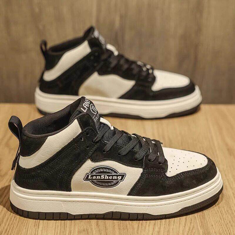 男鞋夏季透气2025新款韩版软底高筒休闲 鞋男士百搭跑步运动板鞋