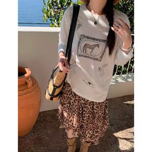 【小四专享】卡通小马图案 长袖T恤女 3.20