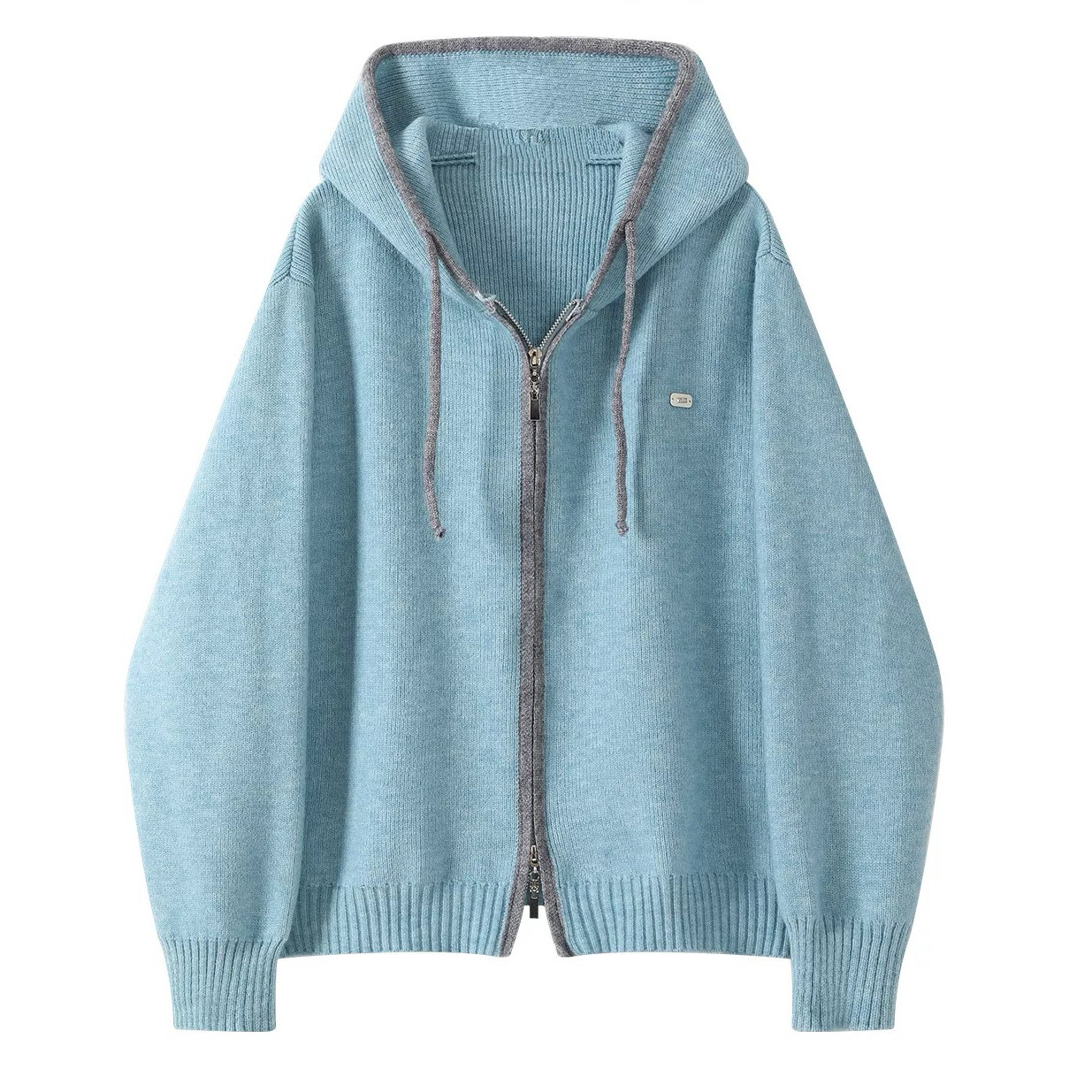 【甜甜圈专享】慵懒感双拉链连帽针织百搭开衫女,女装/女士精品,旗袍,淘宝优惠券,粉丝福利购,淘宝优惠卷