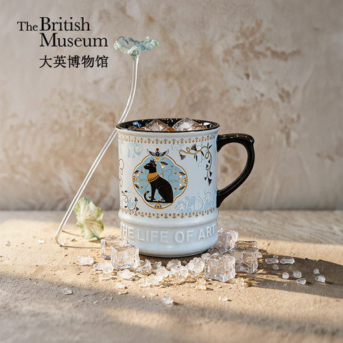 大英博物馆猫影翩翩带盖马克杯