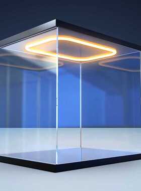 手办亚克力防尘罩积木透明展示盒le高模型玩具大娃灯光开门收纳盒