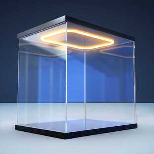 手办亚克力防尘罩积木透明展示盒le高模型玩具大娃灯光开门收纳盒