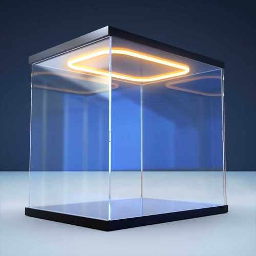 手办亚克力防尘罩积木透明展示盒le高模型玩具大娃灯光开门收纳盒