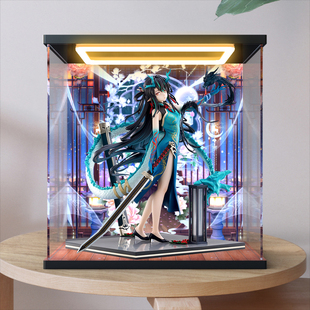 适用F:NEX 明日方舟 夕 染尘烟VER. 1/7手办灯光亚克力透明展示盒