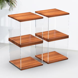 亚克力定制展示盒透明手办模玩防尘罩积木模型盲盒木制多尺寸收纳