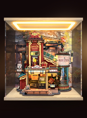 适用若客礼物工厂手工diy拼装摆件回形灯亚克力展示柜 手办防尘罩