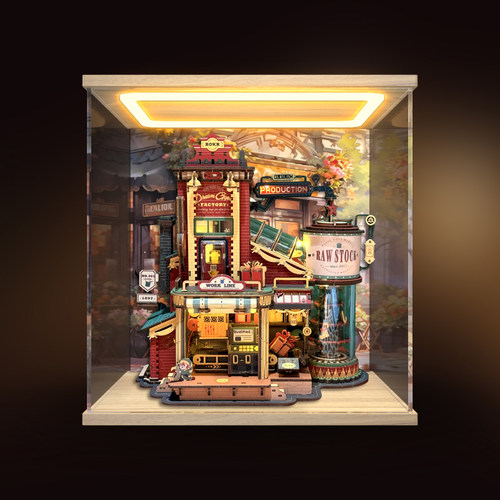 适用若客礼物工厂手工diy拼装摆件回形灯亚克力展示柜 手办防尘罩