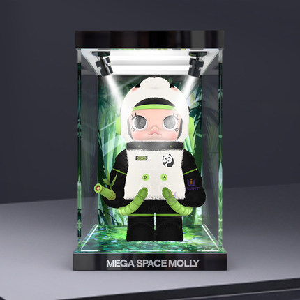 POPMART泡泡玛特 SPACE MOLLY熊猫400%潮玩手办亚克力高清展示盒