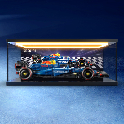 回灯亚克力透明展示盒适用乐高42206机械组Oracle红牛RB20 F1赛车