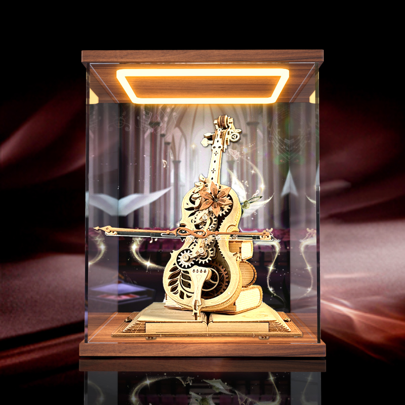适用ROKR若客秘境大提琴音乐八音盒手办亚克力收纳架回型灯展示柜