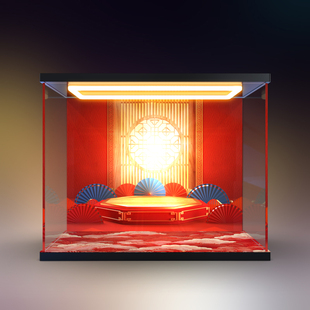 亚克力回形灯展示盒适用 乐高80117五福迎春中国风新春系列防尘盒