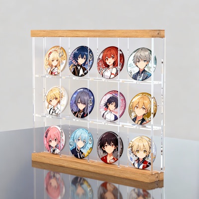 亚克力痛柜吧唧立牌周边谷子防尘柜二次元胸针徽章收纳展示盒透明