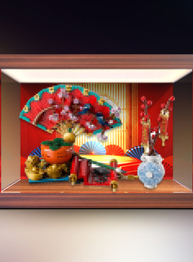 适用新春80117五福迎春 积木模型亚克力展示盒透明防尘手办收纳盒