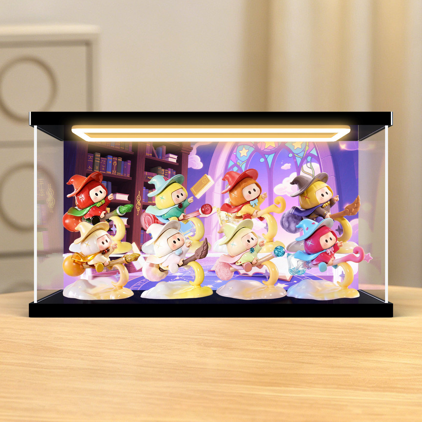 古薇媞适用名创优品YOYO心愿魔法少女手办盲盒公仔摆件灯光展示盒