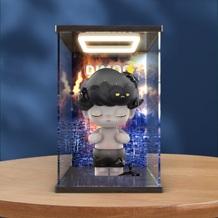 亚克力灯光展示盒适用POPMART泡泡玛特Dimoo 400%雷阵雨潮玩手办