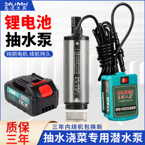 小型无线锂电池抽水泵菜地农村浇水浇菜便携充电式自吸潜水泵家用