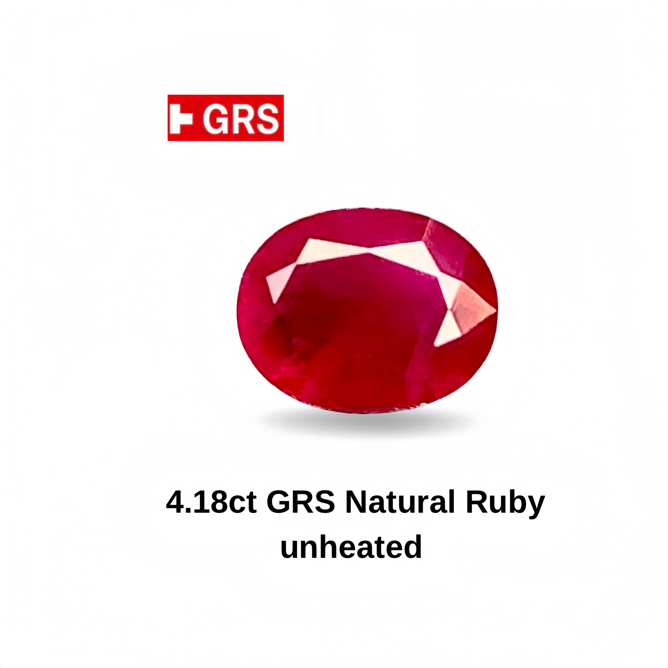 GRS天然缅甸无烧红宝石4.18克拉裸石戒面拍卖级红宝石