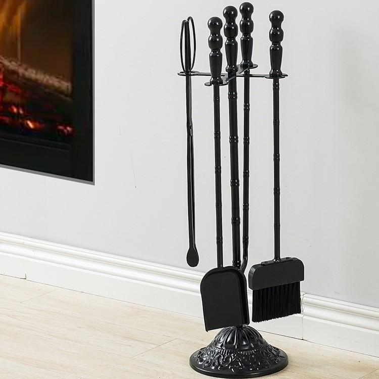 欧式铁艺真火壁炉四件套火钳刷子