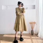 新款 宽松衬衫 中长款 大码 F气质裙子春秋款 极速孕妇连衣裙2025春装