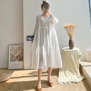 新品孕妇春装连衣裙20q25春款长款纯棉蕾丝洋气网红时尚潮春天裙