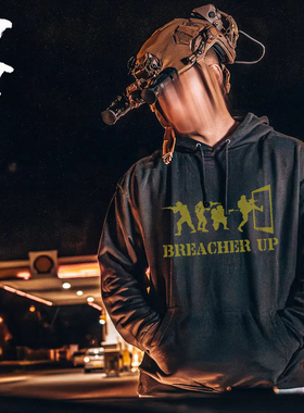 硬汉俱乐部 BREACHER UP 请开门 连帽卫衣 军事风帽衫
