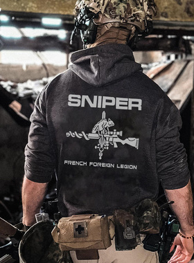 SNIPER变色龙狙击手印花新款军迷卫衣透气连帽外套