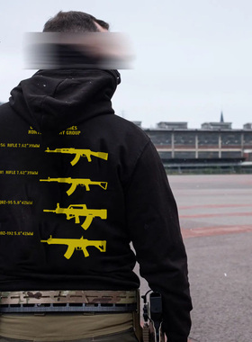 国家主题系列 从95式到QBZ步枪剪影图 连帽卫衣 秋冬新款外套