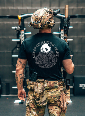 熊猫战士系列 QBZ95主题款 勇敢出击 T恤户外短袖夏季半袖T恤健身