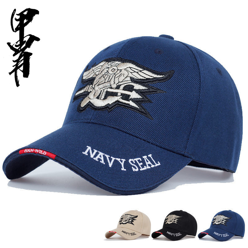 US海豹三叉锏徽章黑色棒球帽军迷战术鸭舌帽