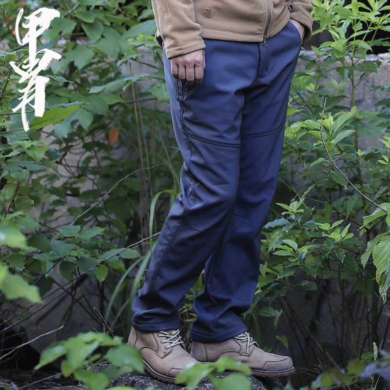 清仓 秋冬户外冲锋裤迷彩男女加绒加厚防风防水登山软壳抓绒长裤