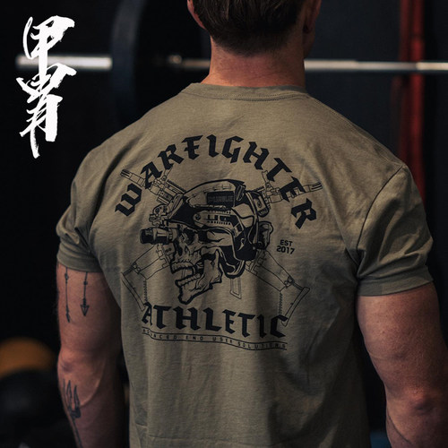 战术头盔印花款圆领短袖T恤