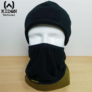 美国KIDON双面抓绒保暖抓绒帽RNG迷彩摇粒绒方格绒面围脖户外