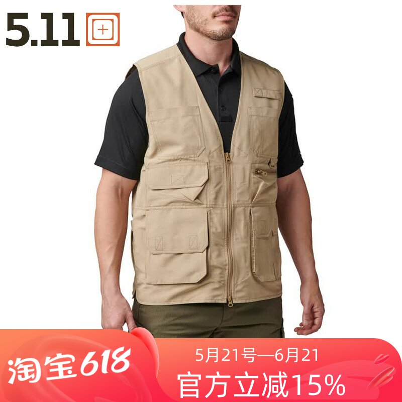 5.11新品多功能战术背心 511户外宽松摄影钓鱼多袋男马甲 80034