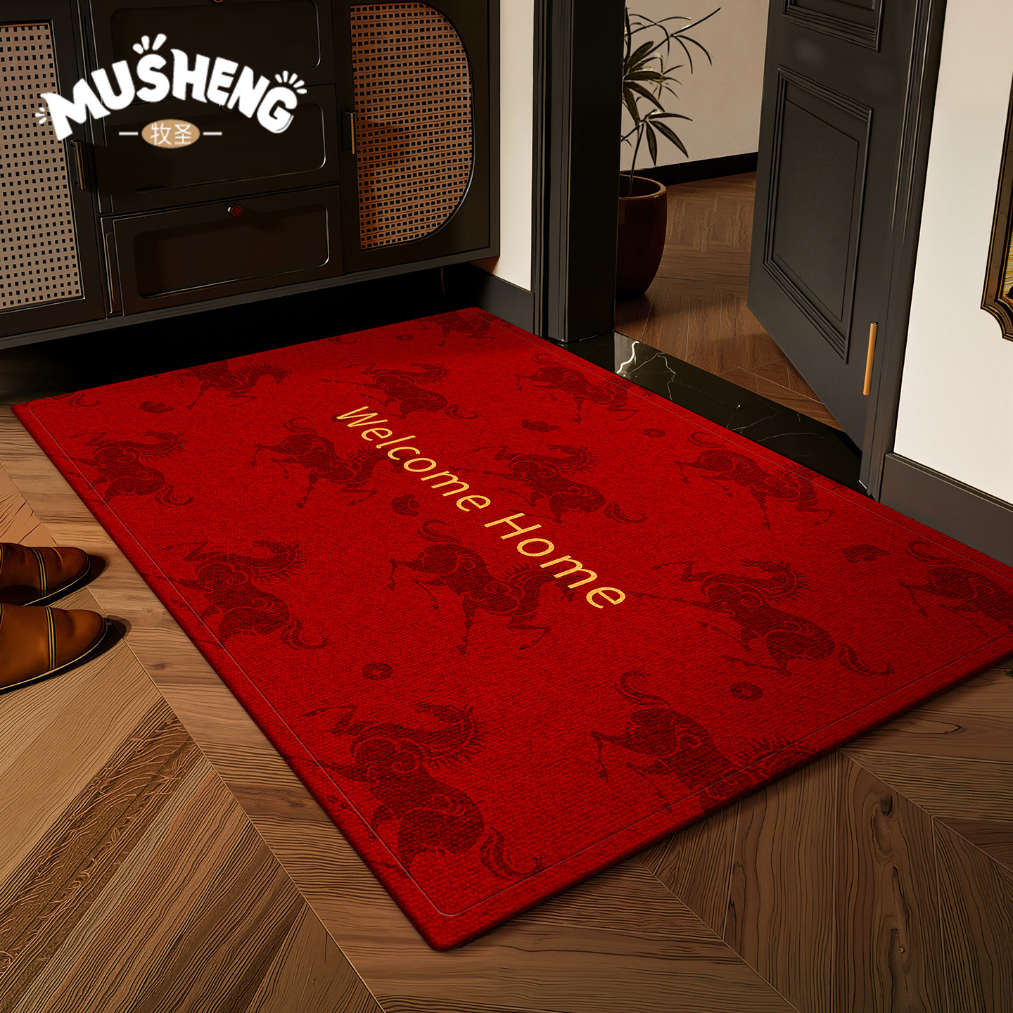 2026新款马年红色高级感入户门地垫家用玄关门口门垫耐脏喜庆地毯,居家布艺,入户地垫,淘宝优惠券,粉丝福利购,淘宝优惠卷