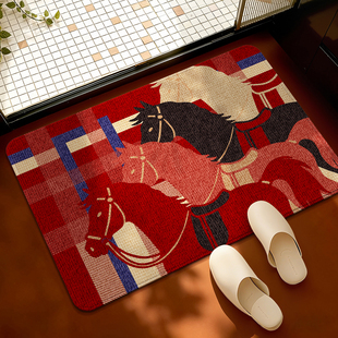 新款马年轻奢仿亚麻浴室地垫家用吸水防滑脚垫卫生间厕所进门门垫