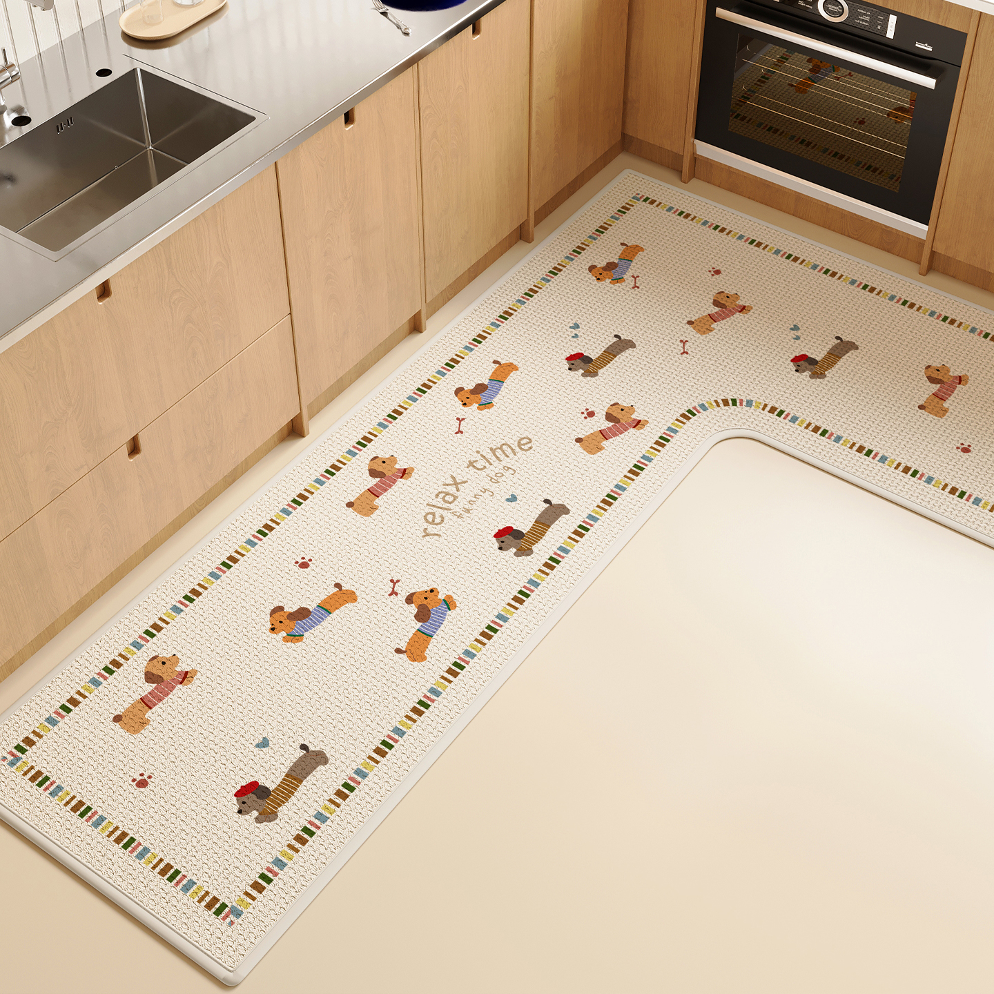 厨房地垫吸油防滑L型脚垫子