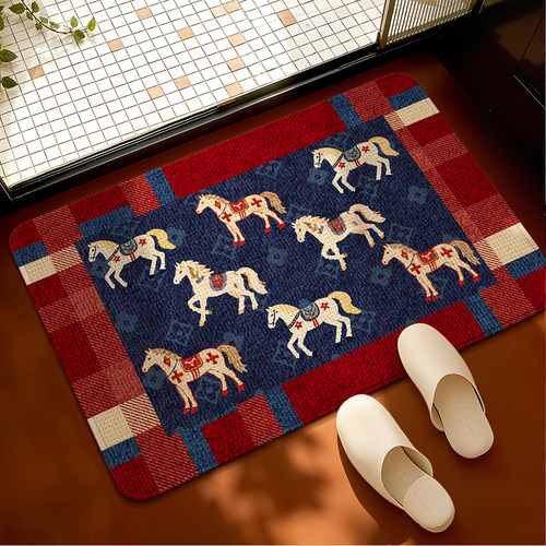 2026新款马年轻奢仿亚麻浴室地垫