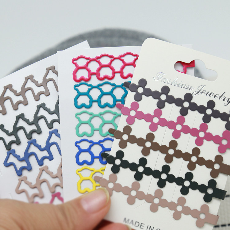 韩国网红少女感糖果色镂空小熊兔子米奇一字夹ins时尚边夹五色装