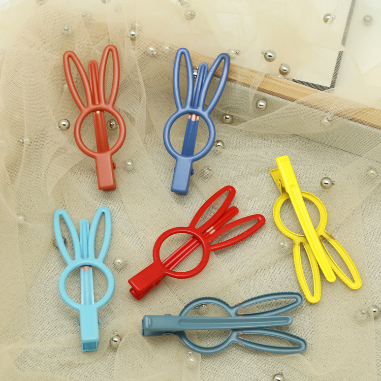 日韩磨砂小清新长耳朵兔子发夹可爱百搭儿童一字夹刘海夹子发饰女