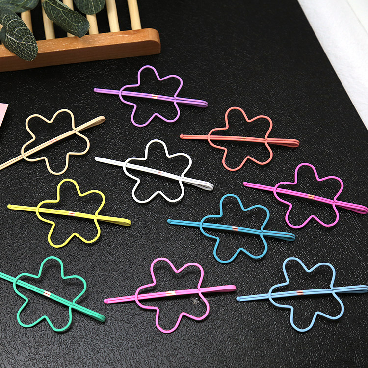 韩国ins泫雅风发夹少女花朵磨砂镂空糖果色一字夹边夹刘海夹发饰